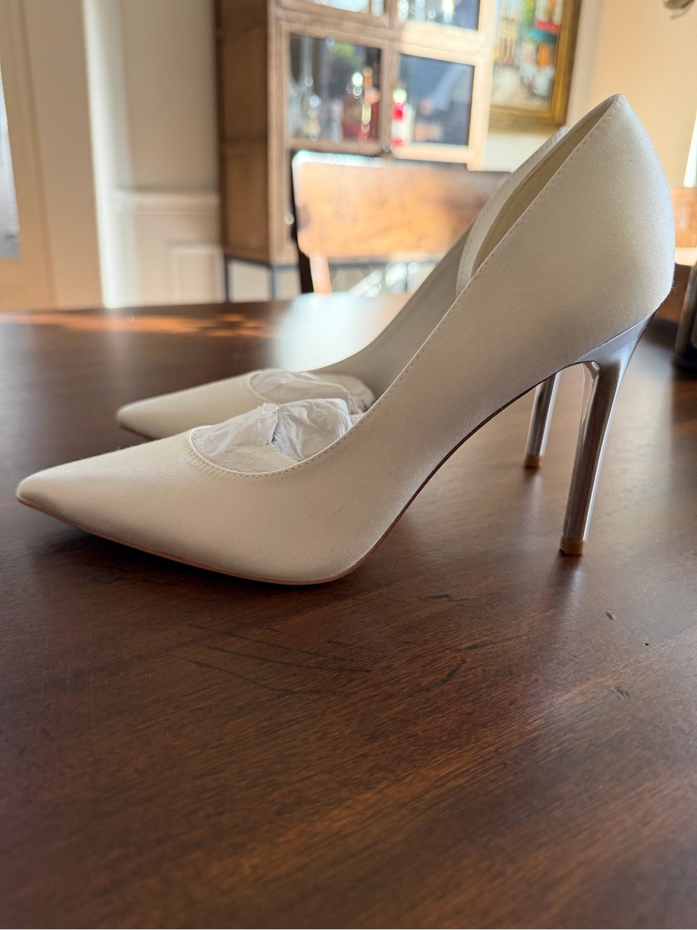 Nine West White Pointed Toe High Heel Pumps
